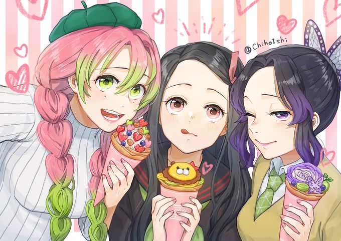 キメツ学園女子とクレープと自撮り 