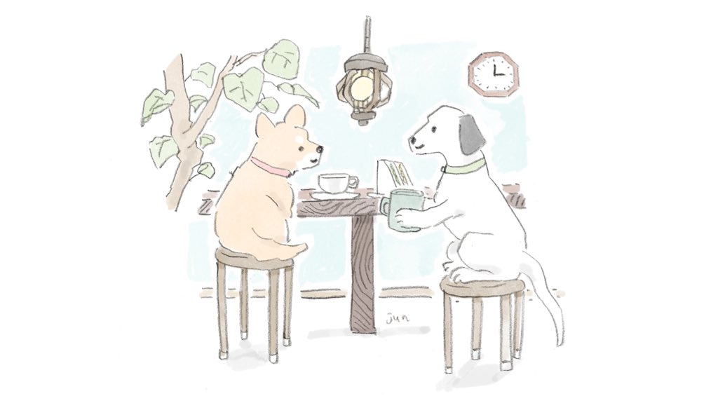 「喫茶おいぬ 」|じゅんのイラスト
