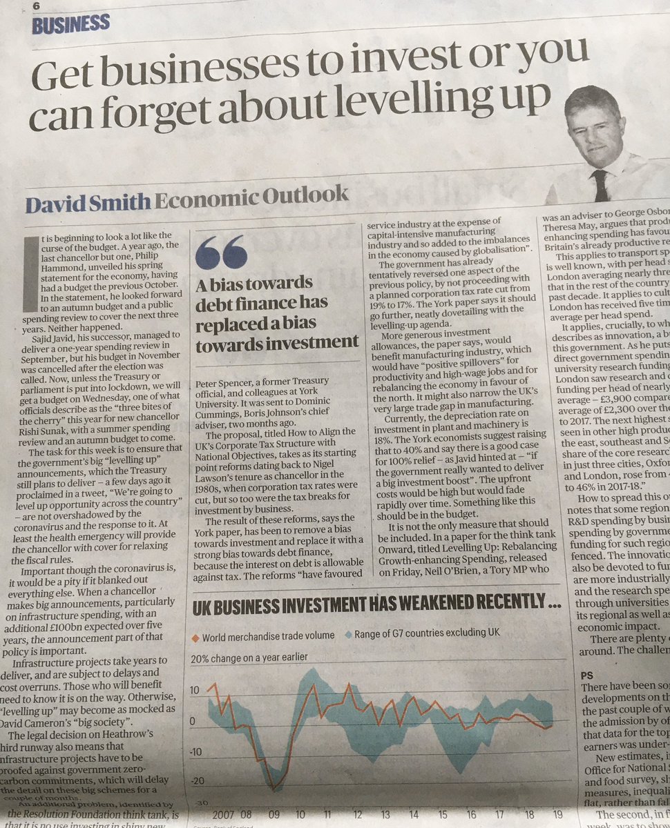 AD=C+I+G+(X-M). A level economists are familiar with the strain taken by C. <a href="/dsmitheconomics/">David Smith</a> considers how Rishi Sunak might rebalance activity with a push to I. Long run benefits; however, costly and subject to time lags.