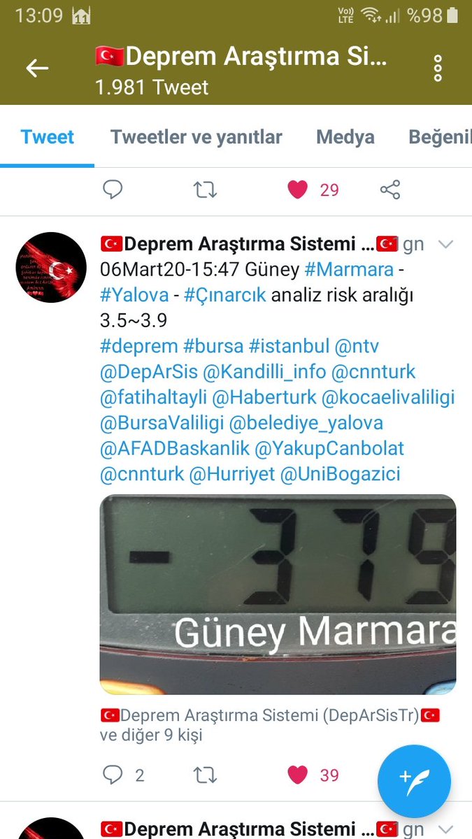 Hasan50398254's tweet photo. Bırakın Tayvanlıyı sahte kahinleri, Araştırma yapan kanıtlayan sonuca bağlayan @DepArSis sayfası kardeşim teşekürler.. 1Gün önceden  paylaşımı #depremistanbul https://t.co/8yS0dlfZJe