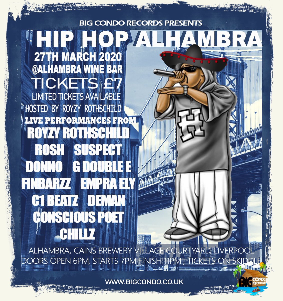 I’ll be hosting and performing at <a href="/BigCondoRecords/">Big Condo Label</a> presents hiphop <a href="/AlhambraL8/">Alhambra Wine Bar</a> #liverpool tickets 🎫 on <a href="/skiddle/">Skiddle</a>