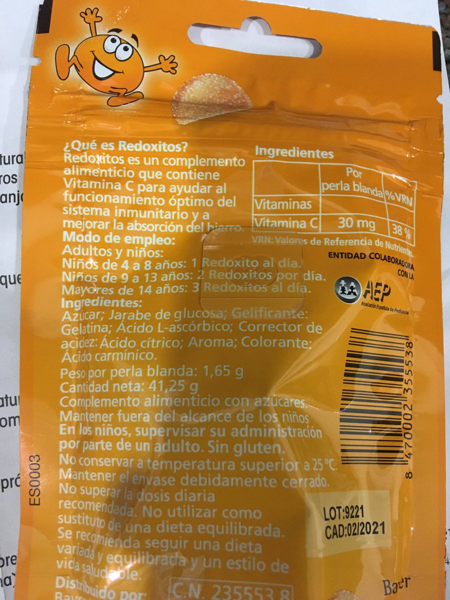 vscollado's tweet photo. @BayerEspana @BayerKarriere encuentra el error... en el prospecto de Redoxon dice q Redoxitos es +5, en redoxitos +4... cual es el correcto? Que confianza transmiten? Como no se pueden dar cuenta de esto?? MAL MAL MAL https://t.co/ej579HfGSu