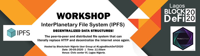 BlockchainNG's tweet image. INTERPLANETARY FILE SYSTEM (IPFS) WORKSHOP at #LagosBlockDeFi2020 in partnership with @ProtoSchool!
Let&apos;s learn decentralized web protocols together. A peer-to-peer distributed file system that could replace HTTP &amp;amp; decentralize the Internet once again. bit.ly/2Gtlvoz