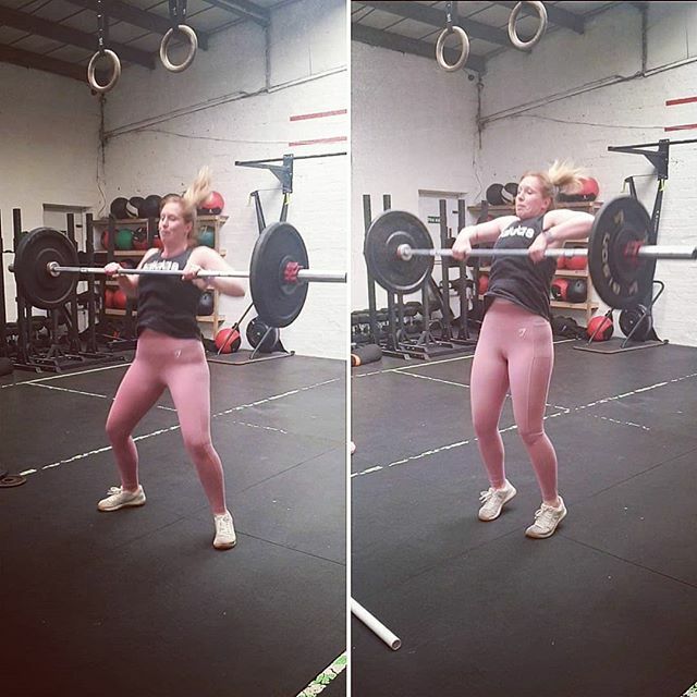What a difference 5mins make! 
Xan was really struggling with her Cleans it became apparent immediately what the issues were. 
In the transition to the 3rd pull.  Xan was not squeezing her shoulder blades back(missing the shrug) causing the bar path to move away from the bod…