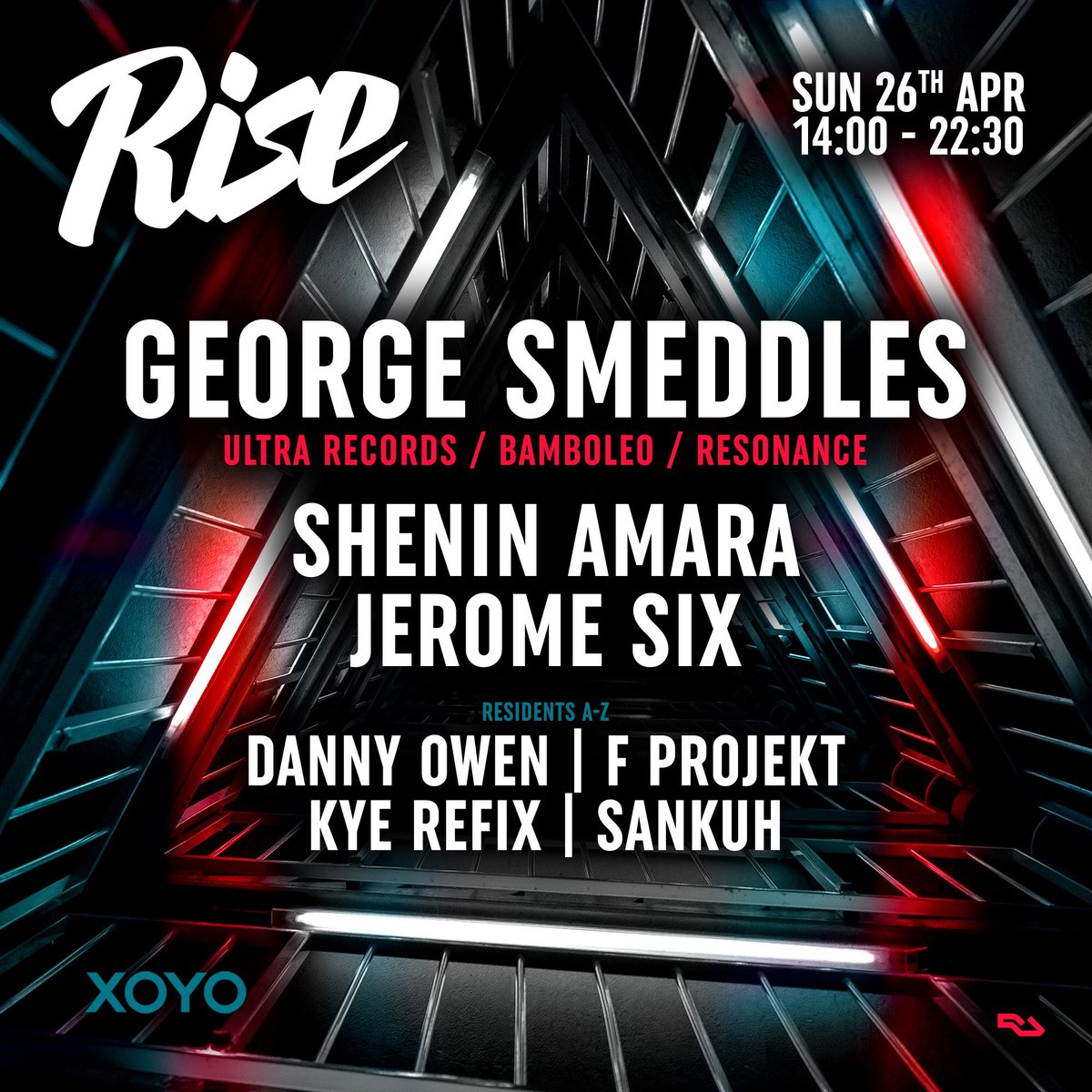 𝗥𝗜𝗦𝗘 𝘅 𝗫𝗢𝗬𝗢⁣
⁣
Sunday 26th April We Return To Shoreditch Super Space <a href="/XOYO_London/">XOYO</a> To Open Up Our 2020 Calendar w Special Guest <a href="/GeorgeSmeddles/">George Smeddles</a>.
⁣
𝘄𝘄𝘄.𝗥𝗜𝗦𝗘-𝗟𝗗𝗡.𝗰𝗼𝗺⁣
