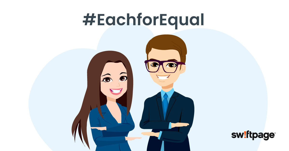 Swiftpage's tweet image. At @swiftpage we believe in a gender equal workplace and actively fight bias and stereotypes every day. Happy #InternationalWomensDay! #EachforEqual #IWD2020