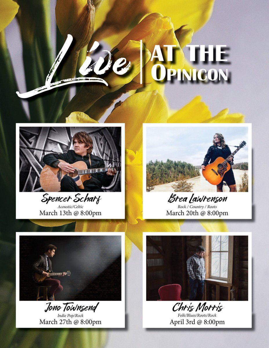 🎶 Upcoming live music at The Opinicon 🎶 

Bring on Spring!
.
.
.
#livemusic #bringonspring #chaffeyslock #discoverON #opiniconadventures