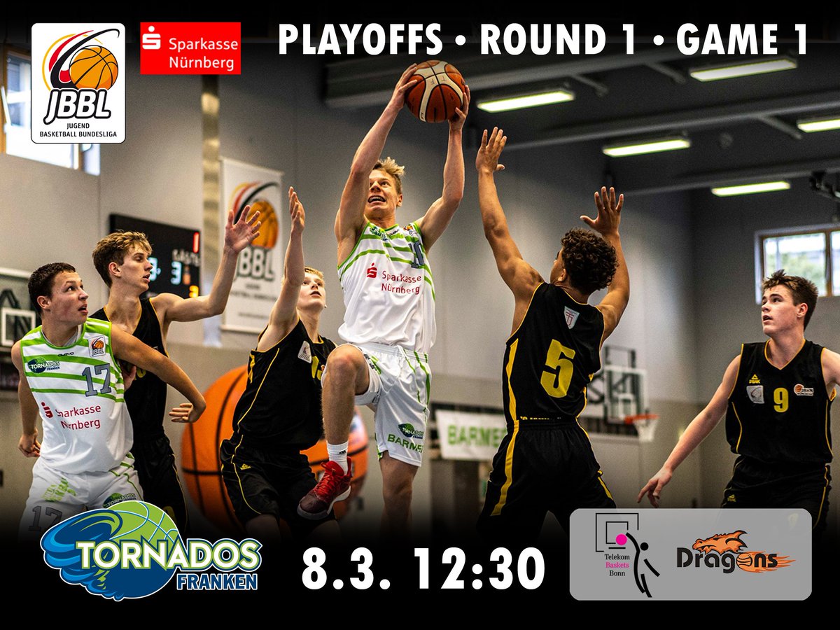 TornadosFranken's tweet photo. #u16 🏀Bundesliga - Premiere für @tornadosfranken : Nach einer souveränen Vorrunde und einem hervorragenden 3. Hauptrundenplatz erstmals in der #tornados Geschichte in den 🔥Playoffs. Vs. @dragons_de @TelekomBaskets @dieNBBL #oneteam #falkenstark https://t.co/VwVbzrrsab