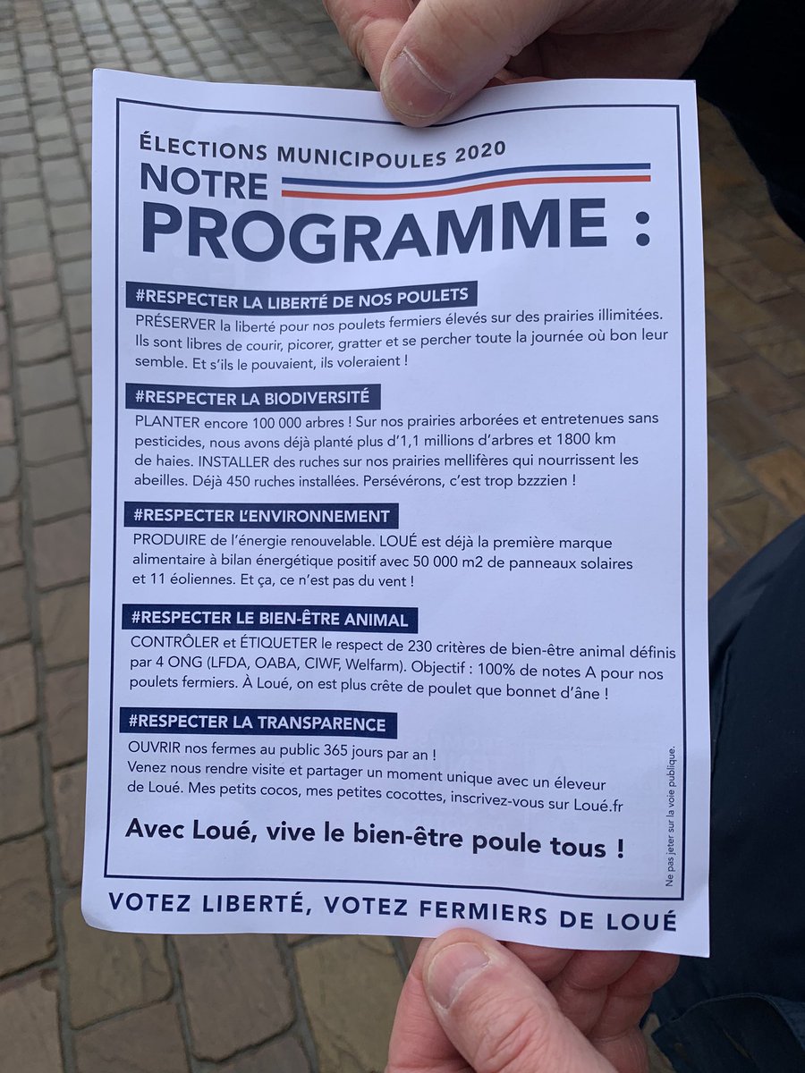 ⚠️ À une semaine des élections #municipoules2020, nous faisons notre entrée en poulitique ce matin sur la place du marché. Au programme : du grain pour tous, de la poulitesse, des nids-de-poule, pas de prise de bec. En bref, nous ne laisserons personne sur la paille❗️🐔🌾