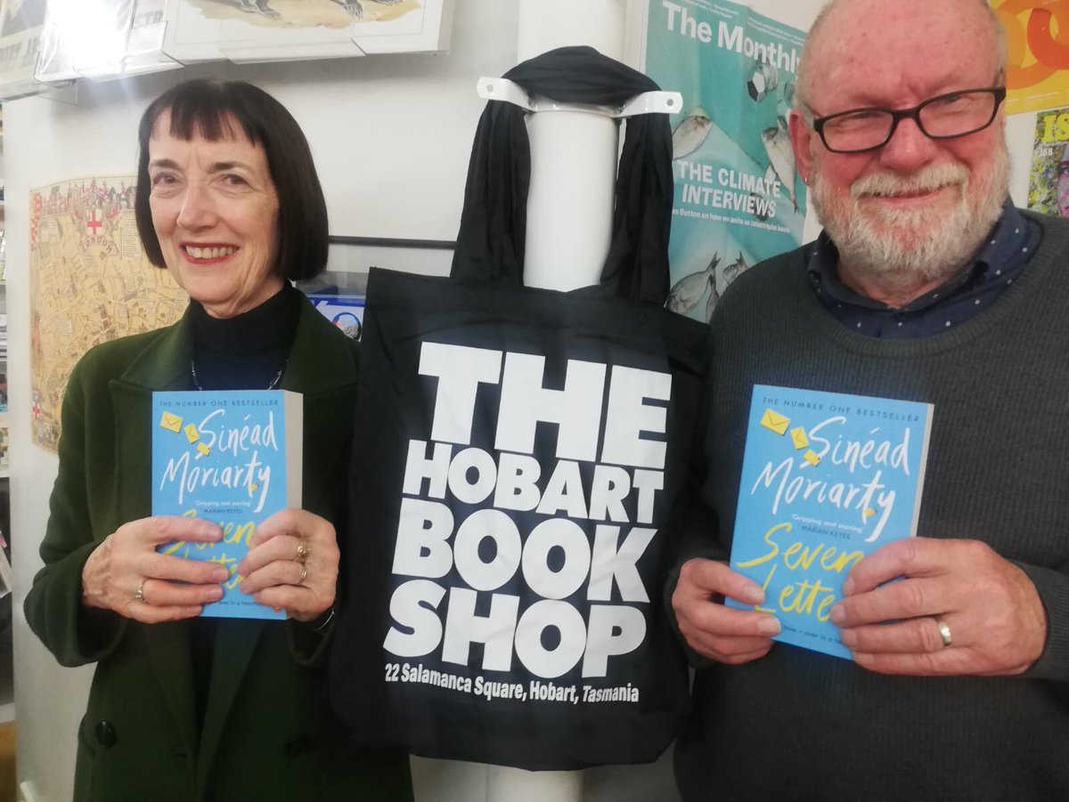 So delighted to see Seven Letters on the other side of the world! Thank you to the lovely Christopher &amp; Janet of the ⁦<a href="/HobartBookshop/">Hobart Bookshop</a>⁩ in Tasmania!!!