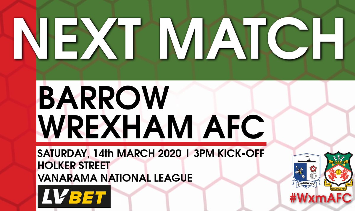 Wrexham AFC (@wrexham_afc) on Twitter photo β½οΈ NEXT MATCH
π <a href="/BarrowAFC/">Barrow AFC</a>
π Holker Street
π
Saturday, 14th March
β° 3pm Kick-off
π <a href="/TheVanaramaNL/">Rocco π²πΈ</a>
π wxmafc.uk/3aH59WB
βΌοΈ ALL TICKET
π΄βͺοΈ #WxmAFC β½οΈ NEXT MATCH
π <a href="/BarrowAFC/">Barrow AFC</a>
π Holker Street
π
Saturday, 14th March
β° 3pm Kick-off
π <a href="/TheVanaramaNL/">Rocco π²πΈ</a>
π wxmafc.uk/3aH59WB
βΌοΈ ALL TICKET
π΄βͺοΈ #WxmAFC