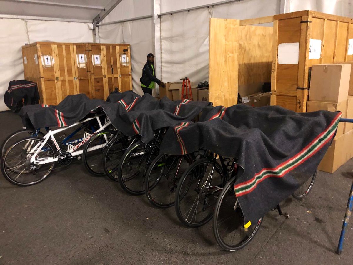 barker_ins's tweet photo. The Elliott Mobility team made sure our bikes slept well covered last night👌🏽Now that’s service! 💯🚴‍♀️🚴 #ctcycletour2020 https://t.co/Czr3OWTcsc