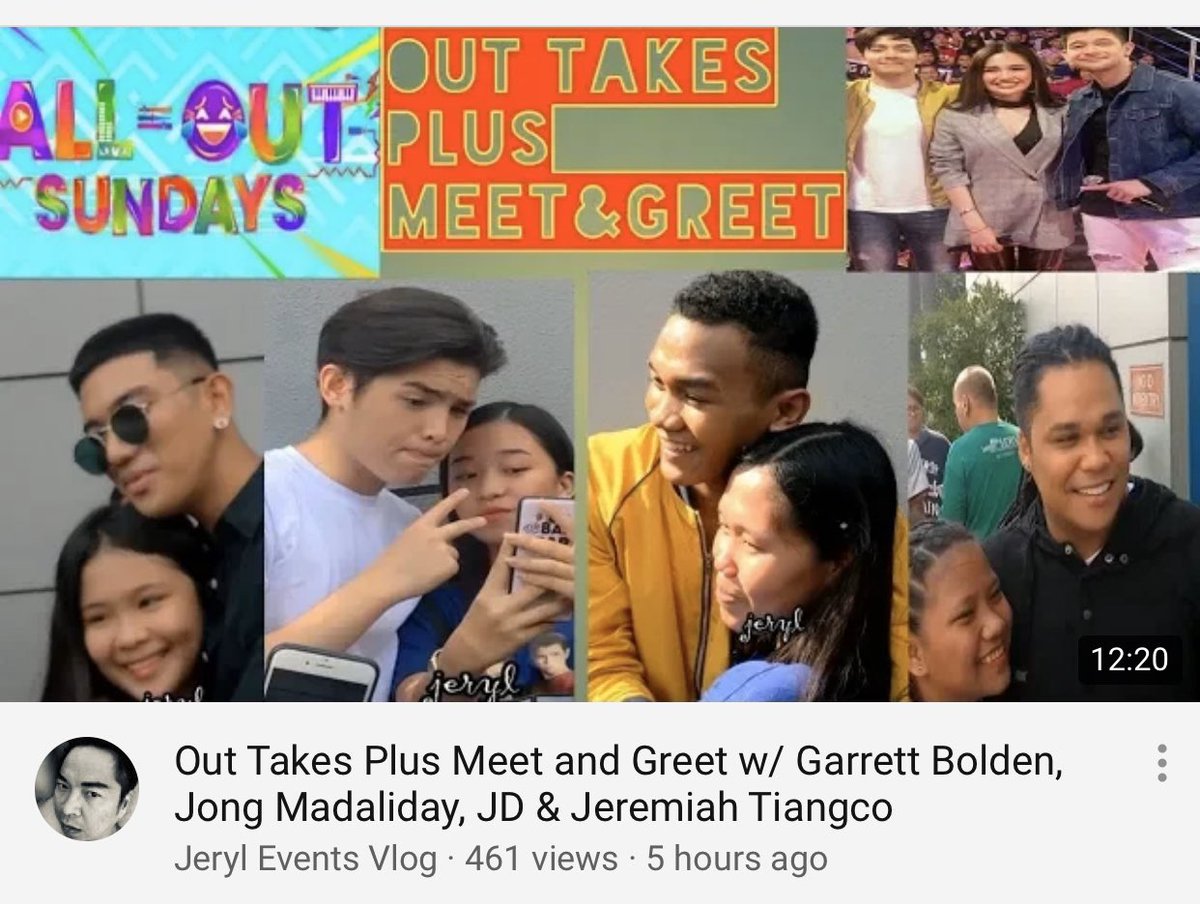 LoveForJongM's tweet photo. Out Takes! :) Please watch! Here's the link - https://t.co/airjZYl3uK

#AllOutSundays @JeremiahTiangc0 Joaquin, @JongMadaliday and @GarrettBoldenjr @AllOutSundays7 https://t.co/btvBcVVl7Z