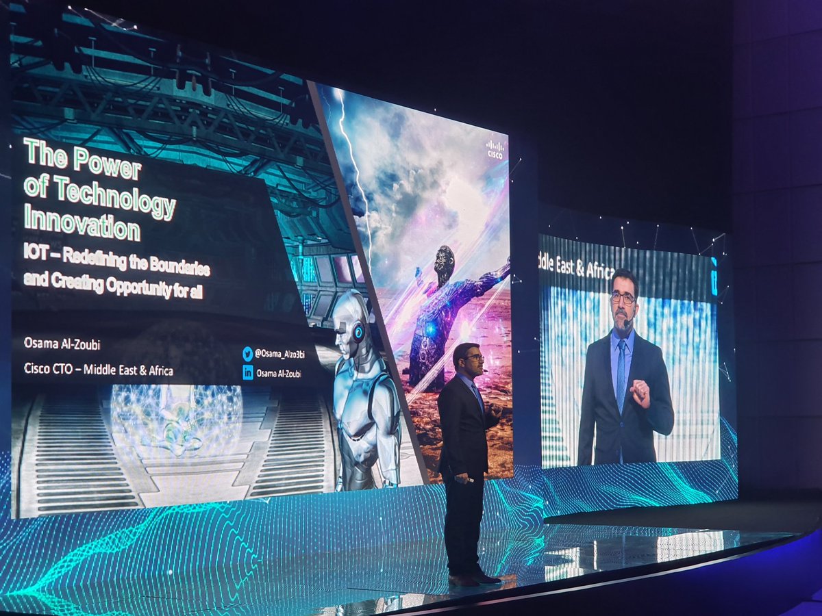 MalihaFHussain's tweet photo. Osama Al-Zoubi, Cisco CTO, MEA talks about Technology, Digitization &amp; Innovation shaping the future of Digital Experiences at #SaudiIoT https://t.co/lVOOvVT5Kx