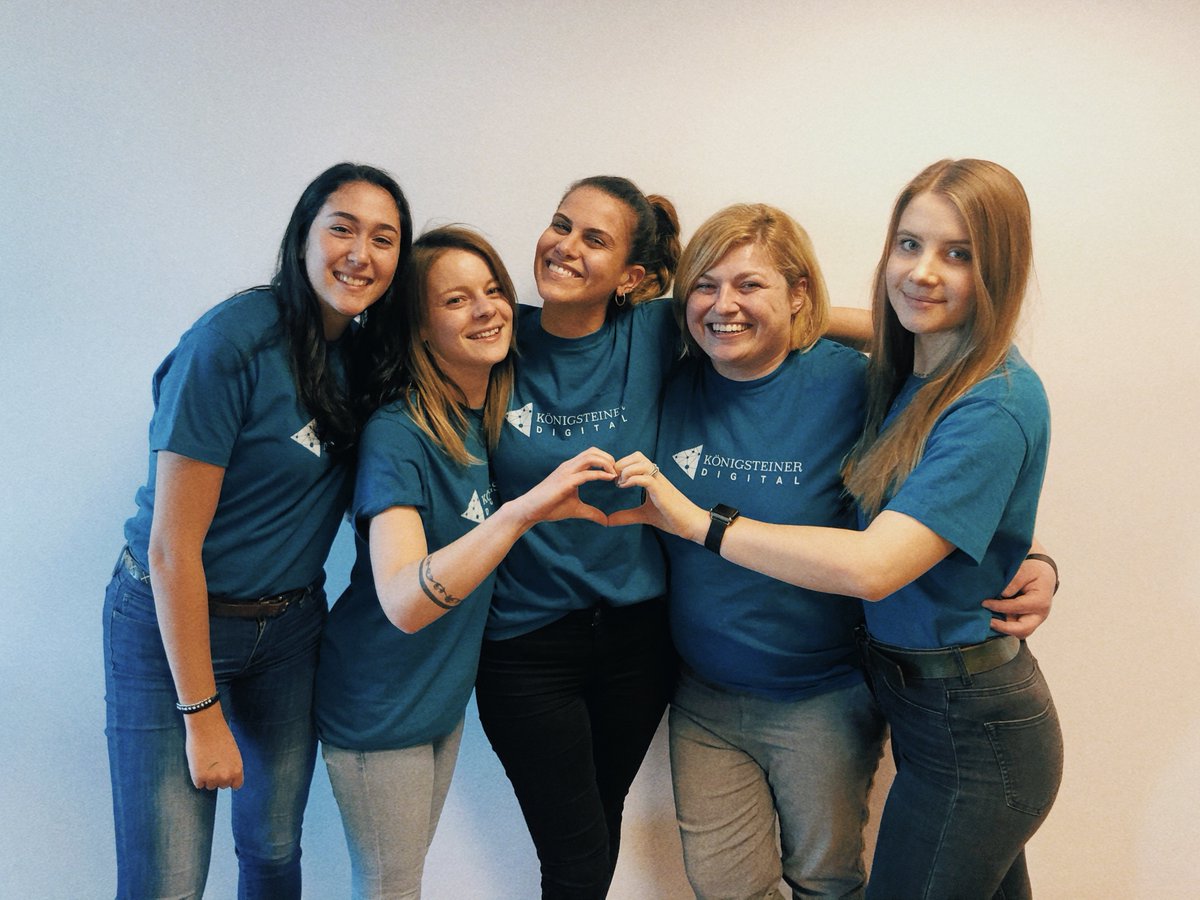 KoenigsteinerD's tweet photo. 50% unseres Teams sind Frauen. Wir sind stolz darauf, dass bei uns so intelligente und fröhliche Frauen arbeiten. Alles Gute zum Weltfrauentag, liebe Kolleginnen! ❤️ #weltfrauentag2020 #koenigsteinerdigital https://t.co/RHGeHapc3E