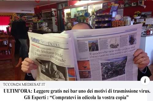 CartPaolini's tweet photo. #coronavirus #giornali #bar #informazione #UltimOra https://t.co/JCreVDFEzn