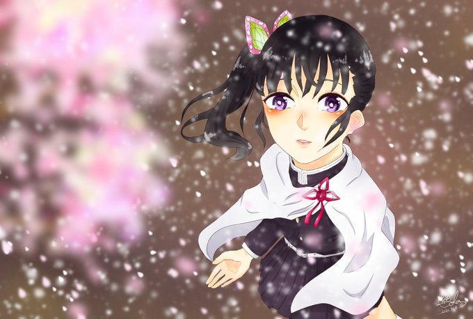 絶妙に振られたコーラさんがTwitterに投稿した栗花落カナヲ(鬼滅の刃)のイラスト。