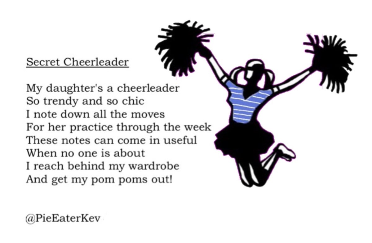 PieEaterKev's tweet photo. First Fev Rovers dance of the season for my daughter. Tempted to get me pom poms out 🕺 #DadDancer #CHFevSwi
Poem : Secret Cheerleader https://t.co/fv4OrXVuLp