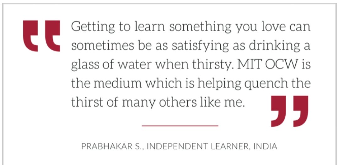 HiyeKM's tweet image. Very well said by Prabhakar. A quote from MIT opencourseware about page. ocw.mit.edu/about/
#ED403SemOne2020 #education #oer 
@shikhanr @KumarDhirendran @i_Nikhil_1994 @drsubramani_r @Gurmeet36056487