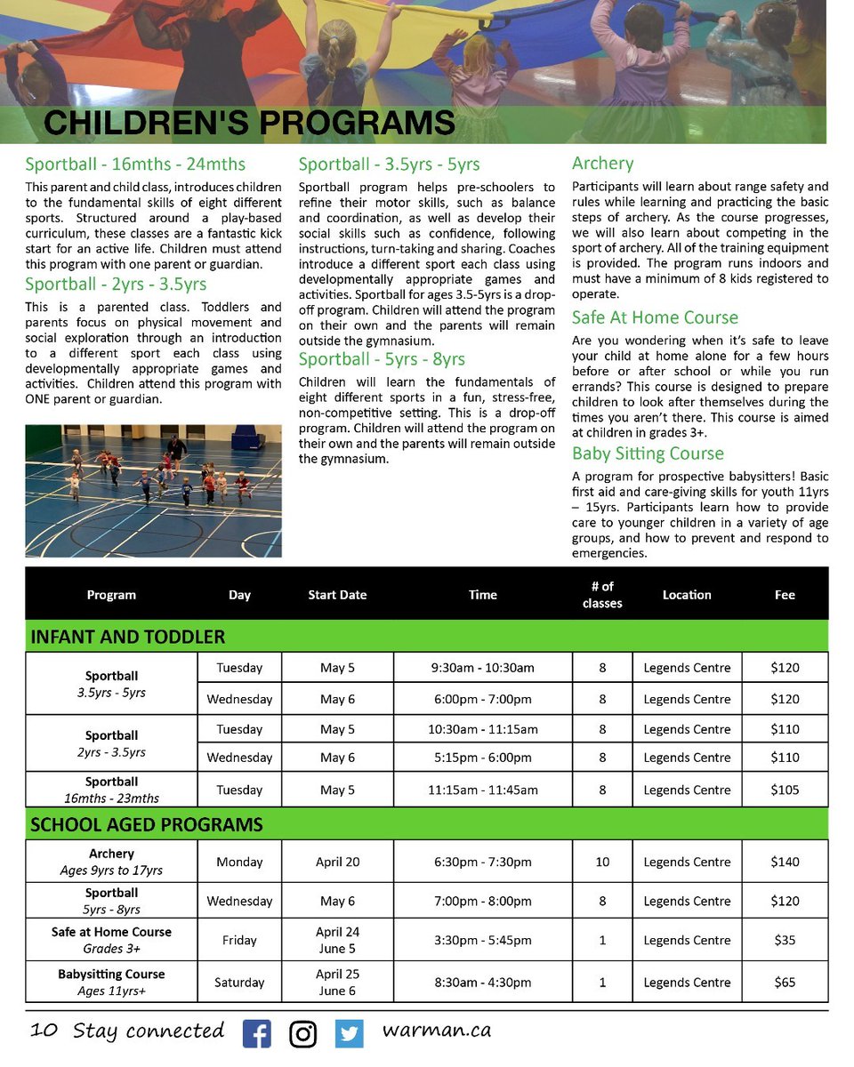 Warman_Rec's tweet photo. Registration for all City of Warman Spring and Summer programs starts on Sunday, March 14th. Check out the online guide at https://t.co/WtcTJFAxeq https://t.co/ZW3a3DVaXX