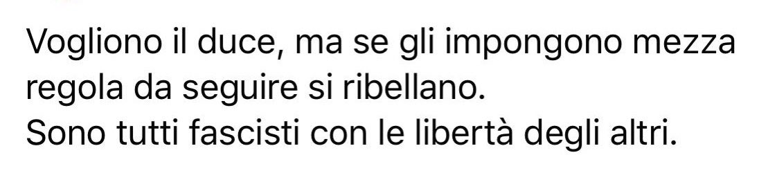 marcosalvati's tweet photo. "Tutti fascisti con le libertà degli altri" https://t.co/TWTAok1fbD