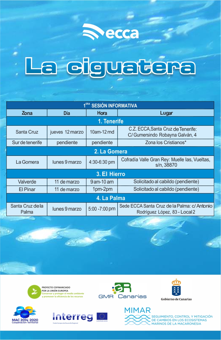 eccaedu's tweet photo. ¿Cómo matricularse para el curso "La ciguatera"?
Acudiendo a cualquiera de nuestros centros/oficinas de Canarias o de forma online, a través de nuestra web.
Adjuntamos, por provincias, las fechas y lugares de impartición de la 1ªsesión informativa.
+ info: https://t.co/jTaUj1kuI9 https://t.co/p6HjStcWOk