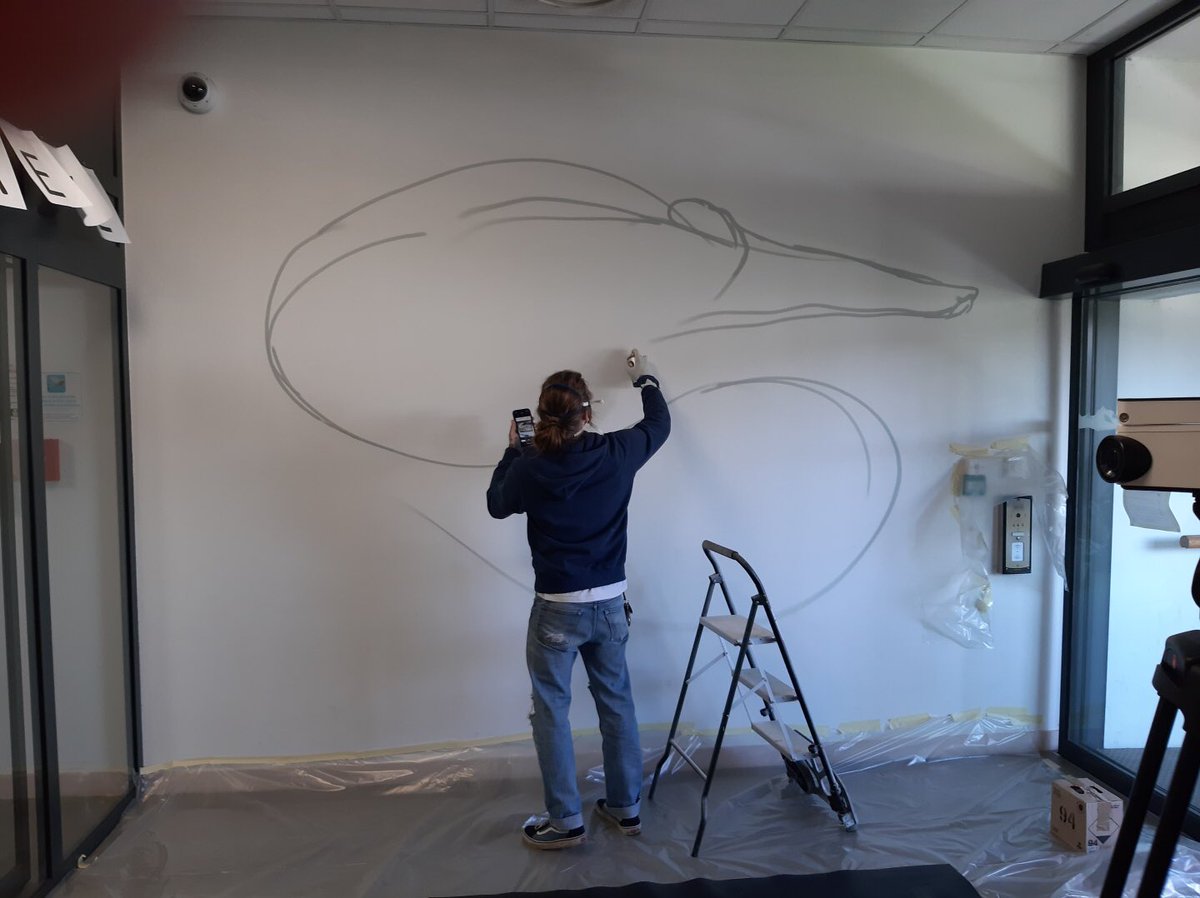 CHU_Grenoble's tweet photo. Dans le cadre du projet FRESH (fresques street art en milieu hospitalier), @VeksVanHillik intervient en ce moment @CHU_Grenoble à l’entrée Gresivaudan, hôpital Michallon #hôpitalautrement #culture https://t.co/r770Gunmqm