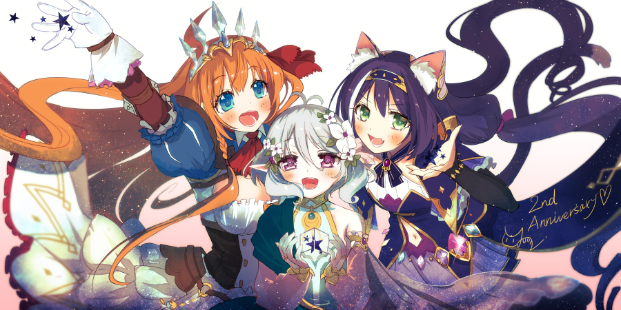 キャル(プリコネ) ,コッコロ(プリコネ) ,ペコリーヌ(プリコネ) 「もっときみと繋がる、2nd Anniversary
#プリコネR #プリコネ2周」|ゆみねこ🐱🐾VTuber+Illustratorのイラスト