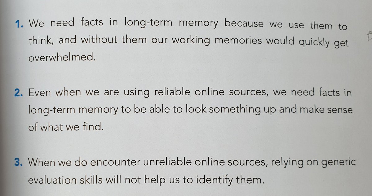  @daisychristo carefully describes why 'just Googling it' is doomed to fail and why we need to secure knowledge in long-term memory to be able to think more deeply and to understand what we might then read online.