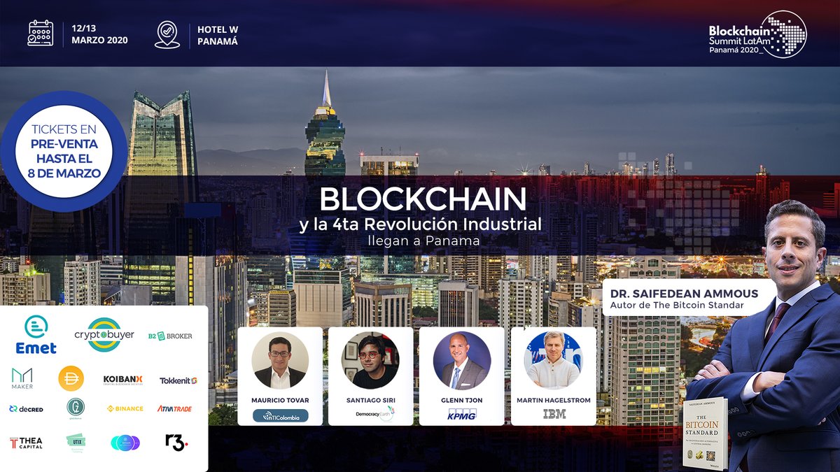 SOLO HASTA HOY!!! Tickets con 25% de dcto, +15% de dcto adicional con el código BSLPAN2020 + 20% de dcto adicional pagando con #criptomonedas en blockchainsummit.la

Te esperamos el 12 y 13 de Marzo en el hotel W #Panama en #Blockchain Summit Latam Panamá 2020 #BSLPAN2020