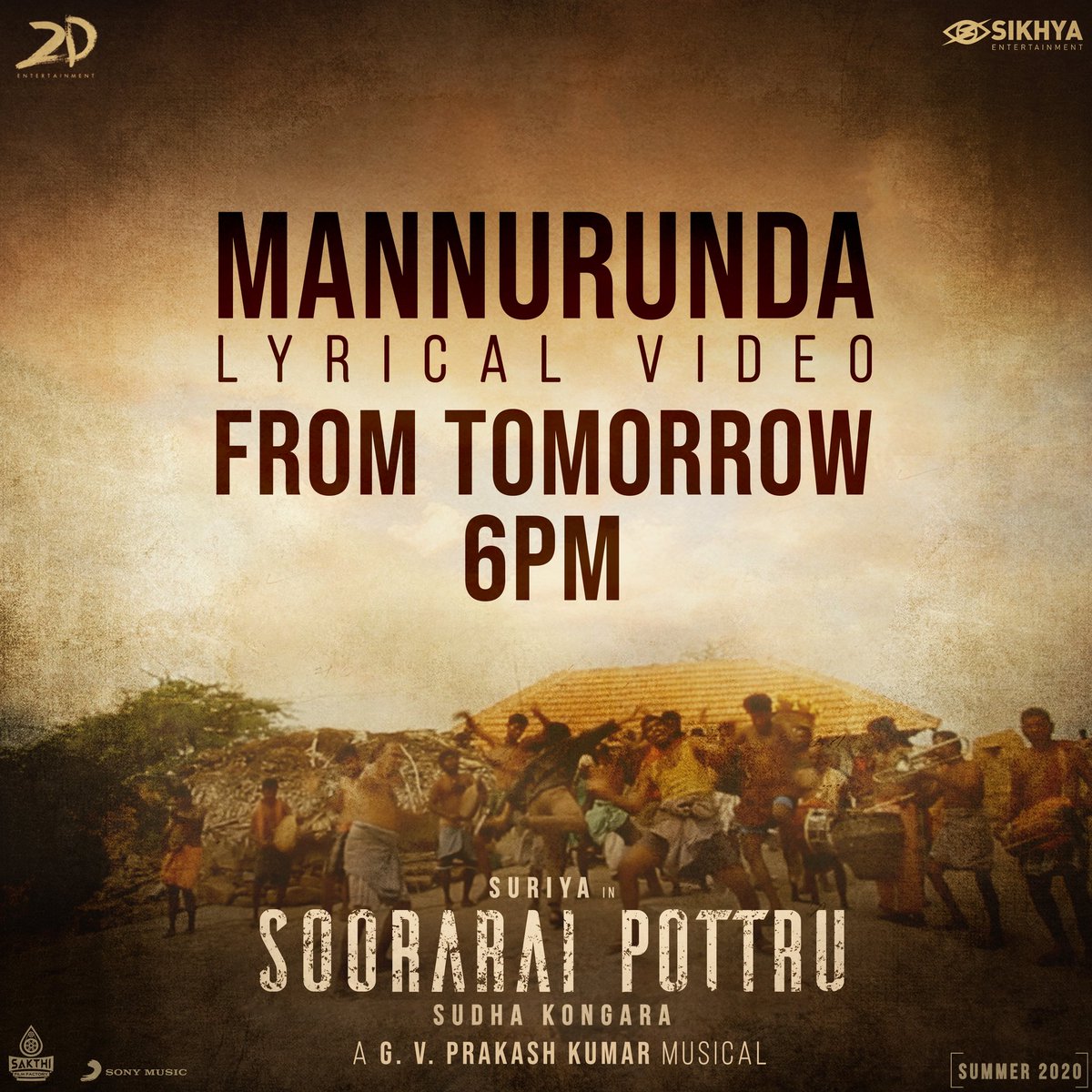 RamCinemas's tweet photo. #MannurundaFromTomorrow Lyrical Video From #SooraraiPottru releasing Tomorrow 6PM !!

@Suriya_offl  @gvprakash @2D_ENTPVTLTD https://t.co/ukXhr6xmiE