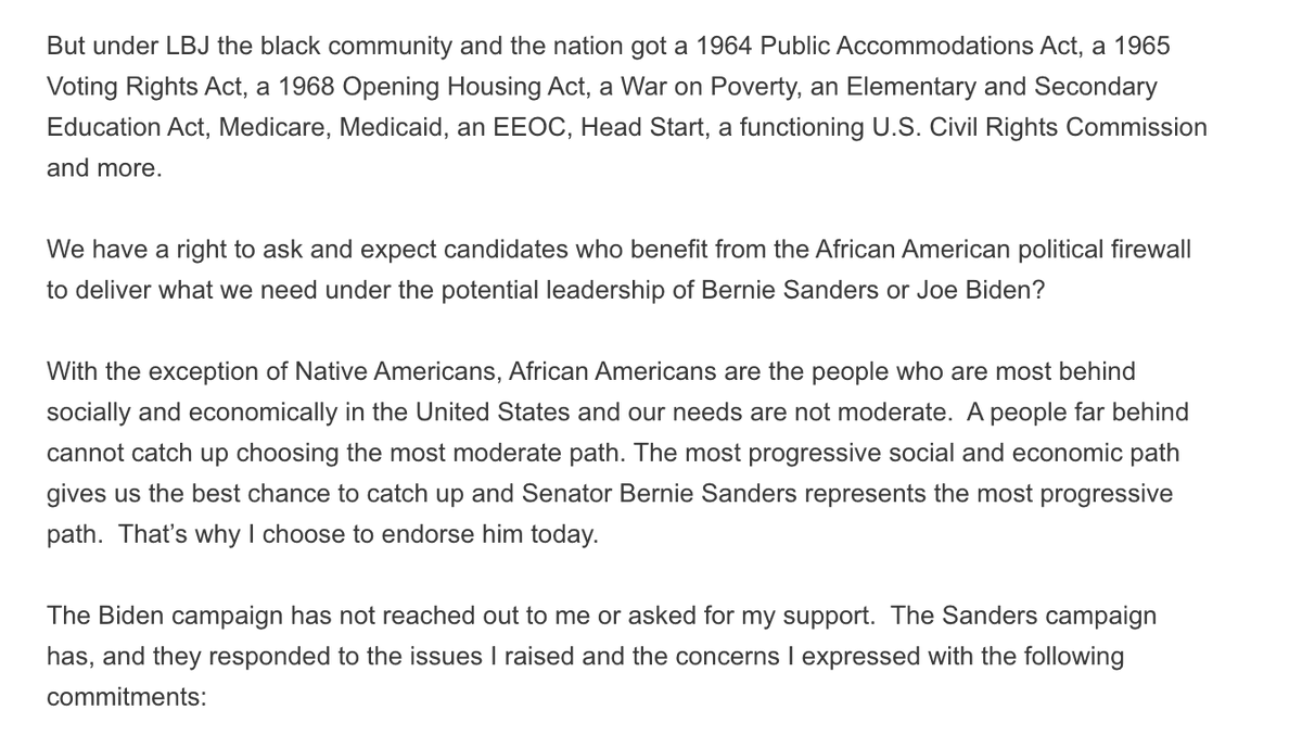 sluggahjells's tweet photo. Seriously, when you get a chance, read ALL of Jesse Jackson's endorsement statement of @BernieSanders. 

It is as great an endorsement of a presidential candidate that you will EVER read or see.  

#MichiganPrimary #SuperTuesday2 https://t.co/uf5hRjQ6tq