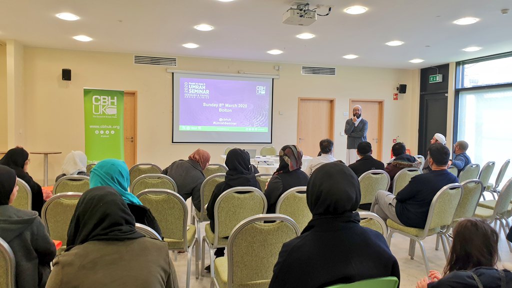 cbhuk's tweet photo. Umrah Seminar in full swing with @ImamRashidAli .
We pray to Allah Almighty he invites the Hujjaj for Umrah and to visit his house for the Kaaba soon. Ameen.
#UmrahSeminar #UmrahUpdate #HajiUk https://t.co/tdNP1ggijr