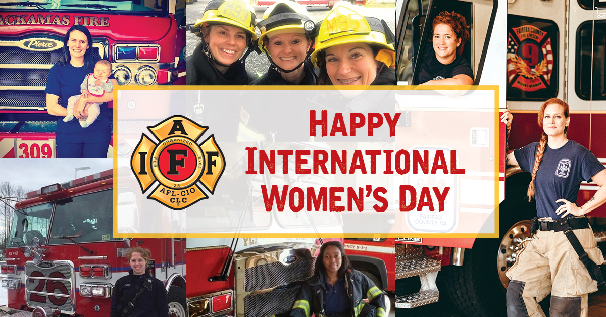 IAFFofficial's tweet photo. Wishing a happy International's Women's Day to all the strong and dedicated women who help make the fire service and this union great! #InternationalWomenDay https://t.co/H4KgnVtWup