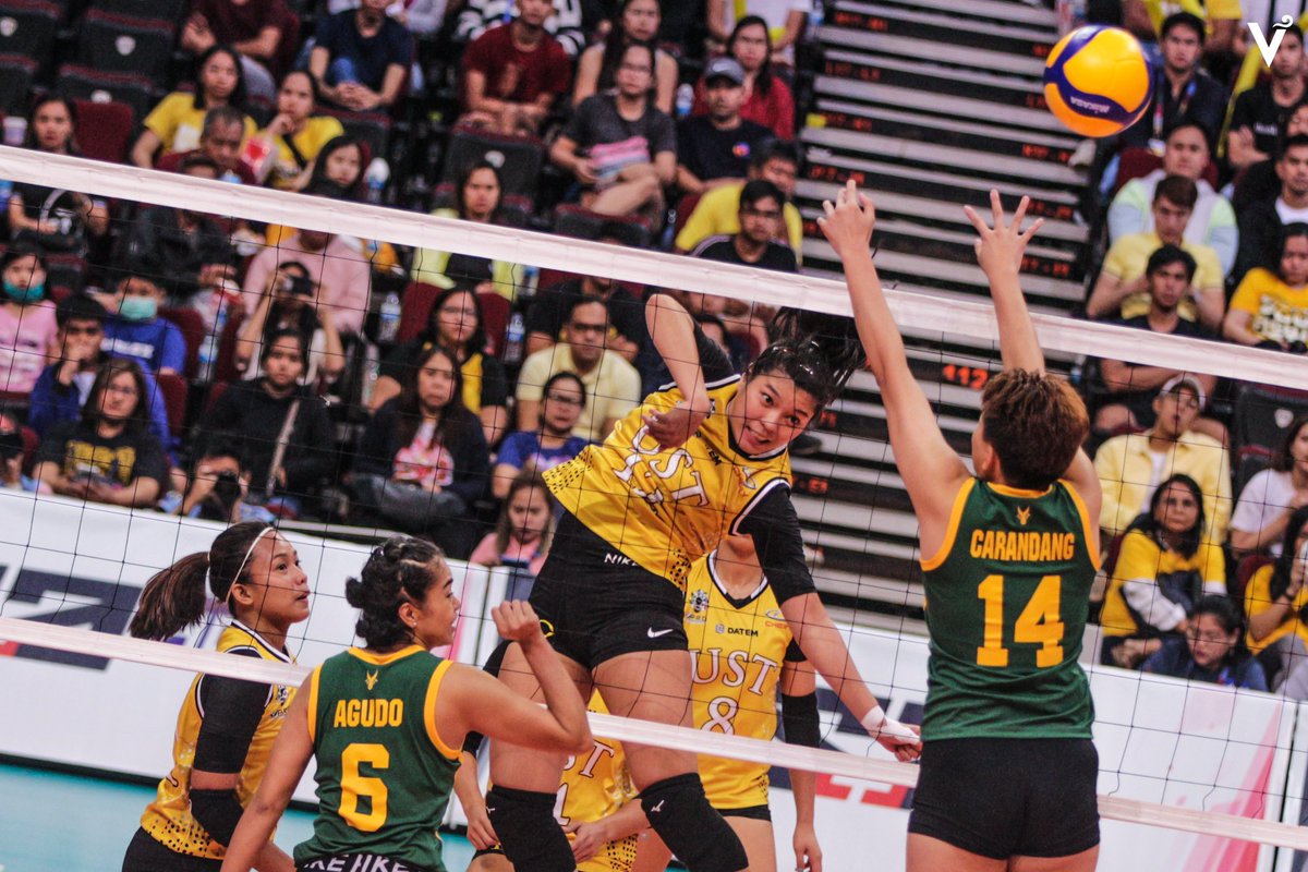VSportsUST's tweet photo. IN PHOTOS: Golden Tigresses sweep FEU for first UAAP win https://t.co/nEaI179Ol6 https://t.co/48lNFMkhKD