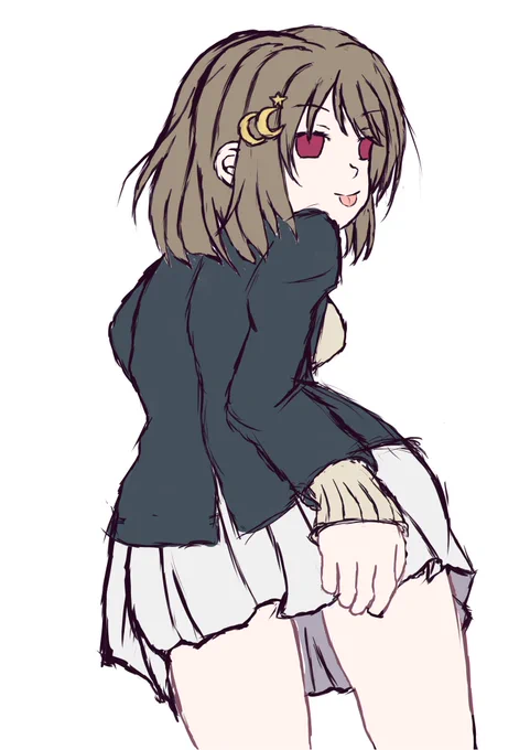 今日はもう一つ。気晴らしにかすみんのラフを描いたよ🌙 