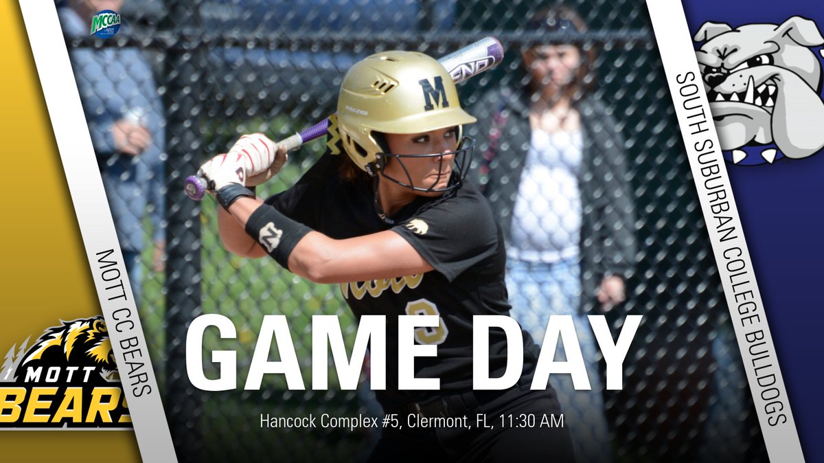 GAME DAY!
Mott CC softball second game this morning is at 11:30 PM in Clermont, FL as the Bears face South Suburban College at 11:30 AM. 
#turnuptheroar