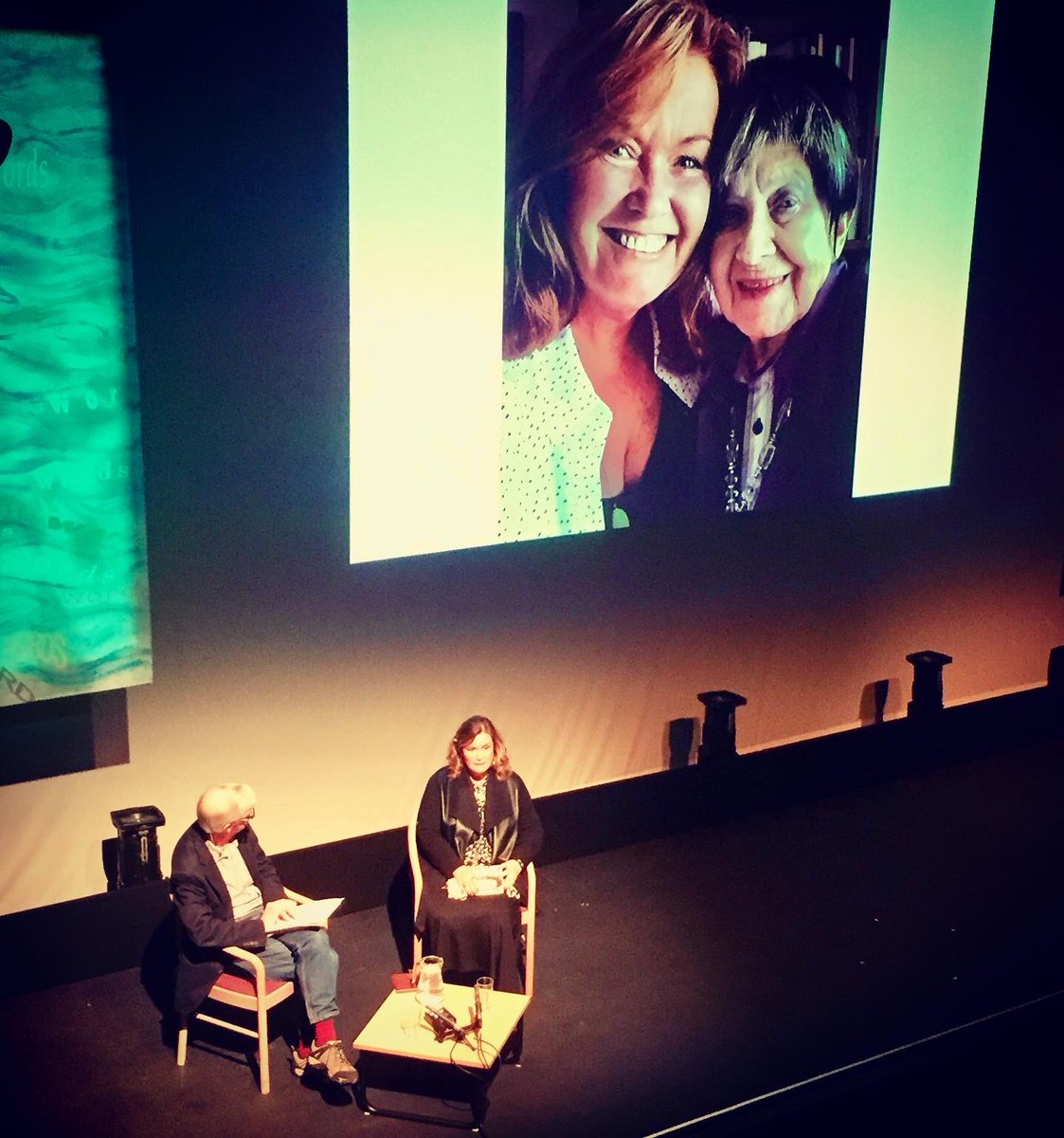 wendholden's tweet photo. I just had one of my best ever interviews by the brilliant David Ward @wayswithwordsfestival And what a warm, receptive audience. Thanks to all for making it such a success @bloomsburypublishing @emmaleepotterwriter @hgetzels #OneHundredMiracles #Holocaust #music #love #survival https://t.co/4MBj42w7c4