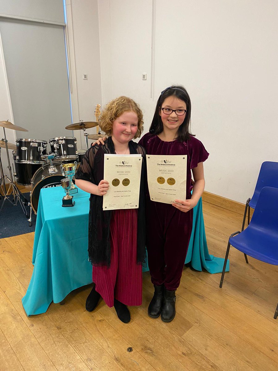 <a href="/WatfordFest/">The Watford Festival</a> congratulations so far to Meredith - Gold - Song from Music Theatre or Film, also winning the Festival Cup🏆🥇, to Harriet - Gold - Solo U10s 🥇, &amp; to Lucy &amp; Sophie - Silver - U16s Vocal Duet 🥈. Well done to all who took part. #confidencetosucceed