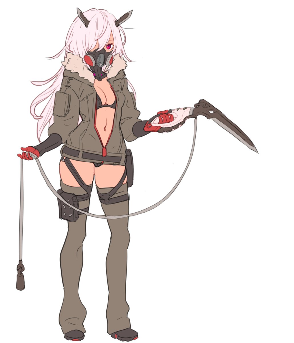 Kuro 創作キャラデザイン落書き 鎖鎌ちゃん 前回の落書きと同じ人体ベースを使って昔描いたデザインをリメイクしました Kuro 創作キャラデザイン落書き 鎖鎌ちゃん 前回の落書きと同じ人体ベースを使って昔描いたデザインをリメイクしました