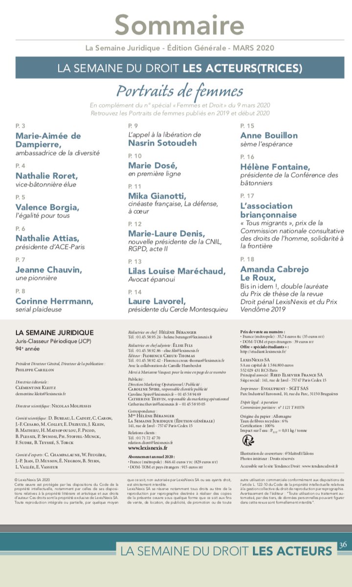 Dr Amanda Cabrejo Le Roux Touchee De Voir Que Mon Portrait Dans Jcp G Par Raoultfabrice Cotoie Ceux De Grandes Pros Du Droit Dans L Edition Speciale Portaits De Femmes