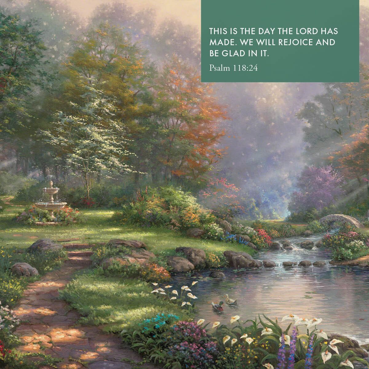 ThomasKinkadeCo's tweet photo. Sunday Inspirational: "This is the day the Lord has made. We will rejoice and be glad in it." - Psalm 118:24 To learn more about this painting, "Reflections of Faith" by Thomas Kinkade Studios visit https://t.co/rSLMwrxBY9.
#thomaskinkadestudios #reflectionsoffaith #sunday https://t.co/Cs8NIpSetT