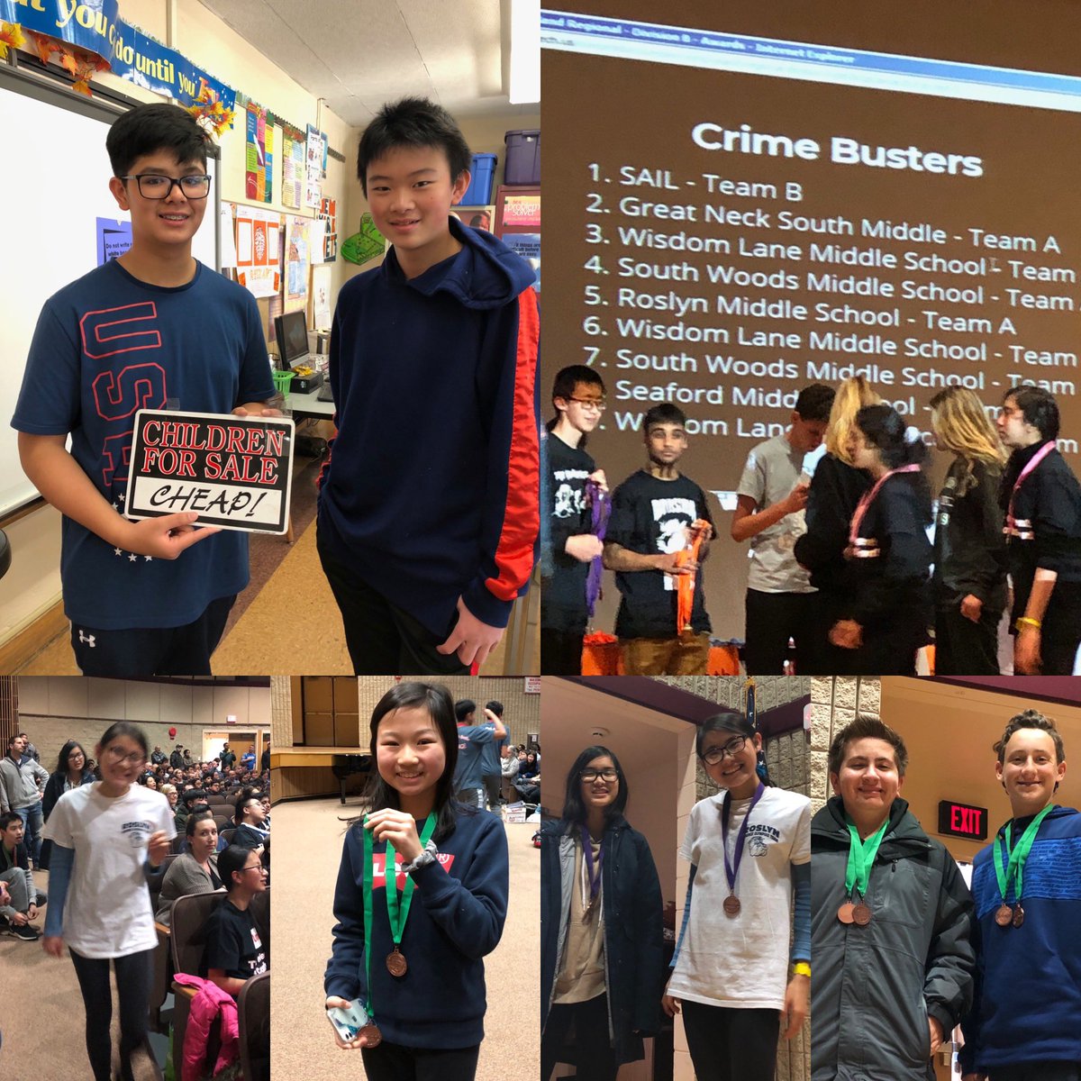 RoslynMS's tweet photo. On Saturday, 9 of the 15 members of our Science Olympiad Club, under the supervisión of Ms. Samide and Mr. Schmitt, medaled in 5 events at the Western Long Island Regionals! #RMSScience #ScienceOlympiad @DaveLaz1 @jsheehan927 @cjohanson45 @m_goldspiel https://t.co/ieq5CHv37Z