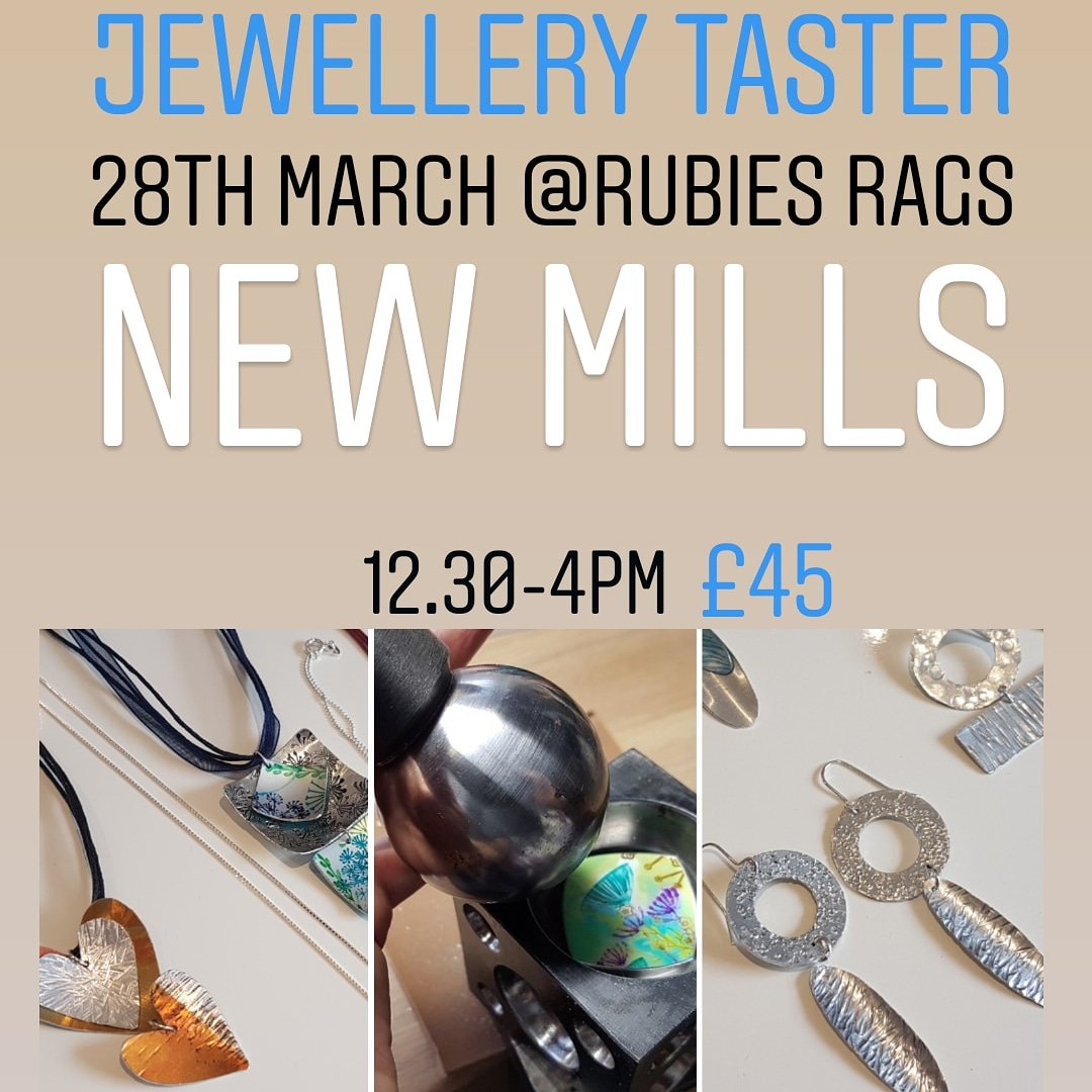 Looking forward to running this jewellery taster session locally to me in New Mills @rubiesrags on 28th March.  If you fancy a creative afternoon having fun there are still places left to book! <a href="/VisitNewMills/">Visit New Mills</a> <a href="/madederbyshire/">Made In Derbyshire</a> <a href="/HighPeakLife/">High Peak Life</a>  #highpeakschoolofjewellery