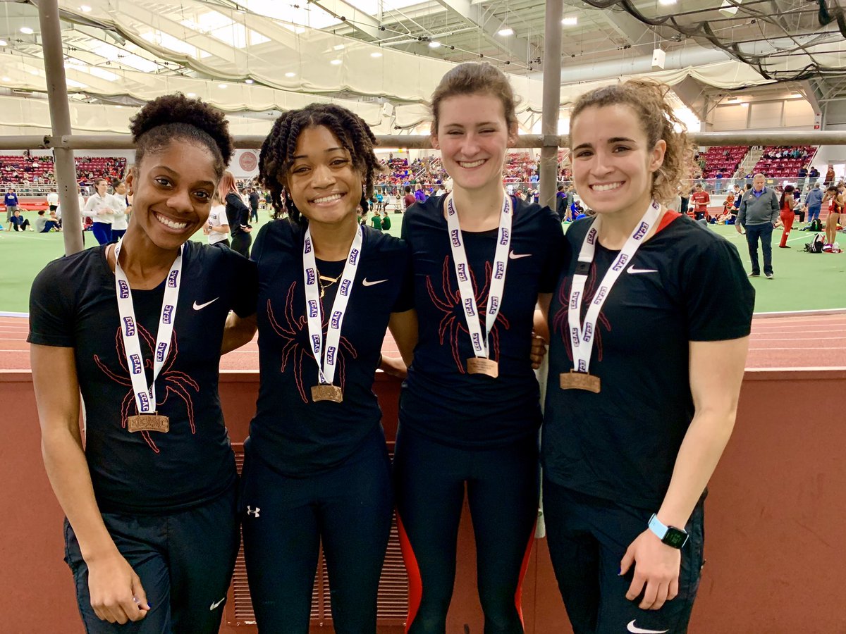 RichmondXCTF's tweet image. ECAC DMR | The relay lineup of Kendra Smither (1200M-3:36.84), Tamar Accius (400M-57.21), Claire Brown (800M-2:14.42) and Kate McAndrew (1600M-5:01.94) placed 3rd running 11:50.39. #goSpiders #spidersxctf