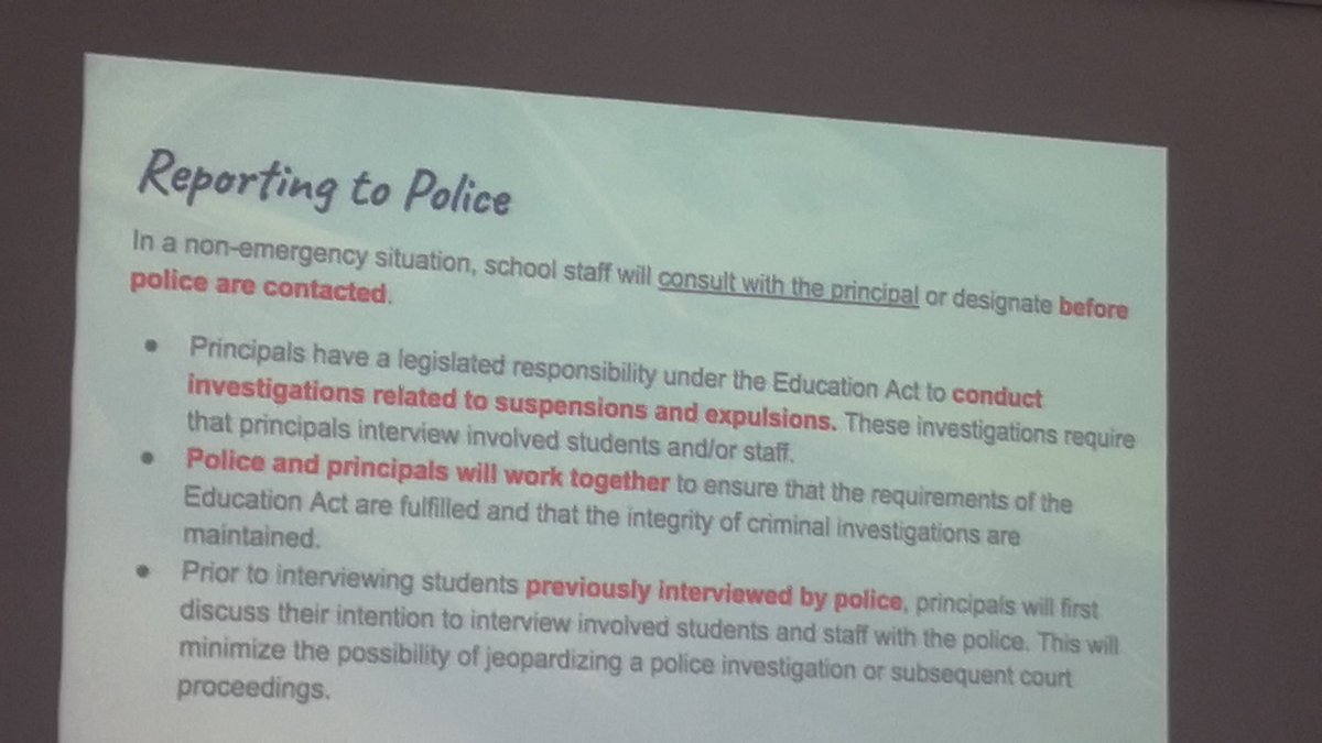 Reporting incidents to the police. A great community partner that work in harmony with schools