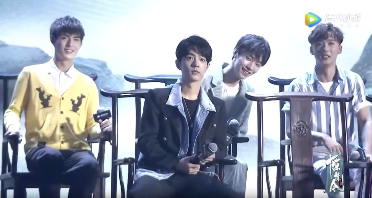 Untamed Fanmeeting (4)Liu Haikuan: This scene is when I'm introducing you to a new friendEmcee: Is this friend older or younger?LHK: OlderYibo: Six years older. Everyone: *looks at XZ*XZ: ??? whut? Emcee: Oy, Xiao Zhan!