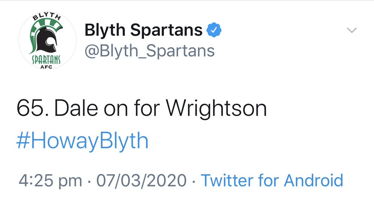 BlythSpirit66's tweet photo. @Blyth_Spartans Sunday stat -
Yesterday’s substitute appearance by club legend @DaleRobbie was up his 680th game for the club

Since achieving the club record last January he’s clocked up another 54

All time appearances holder &amp; 2nd all time goalscorer with 212

#leader #legend https://t.co/09JPV0Uqi7