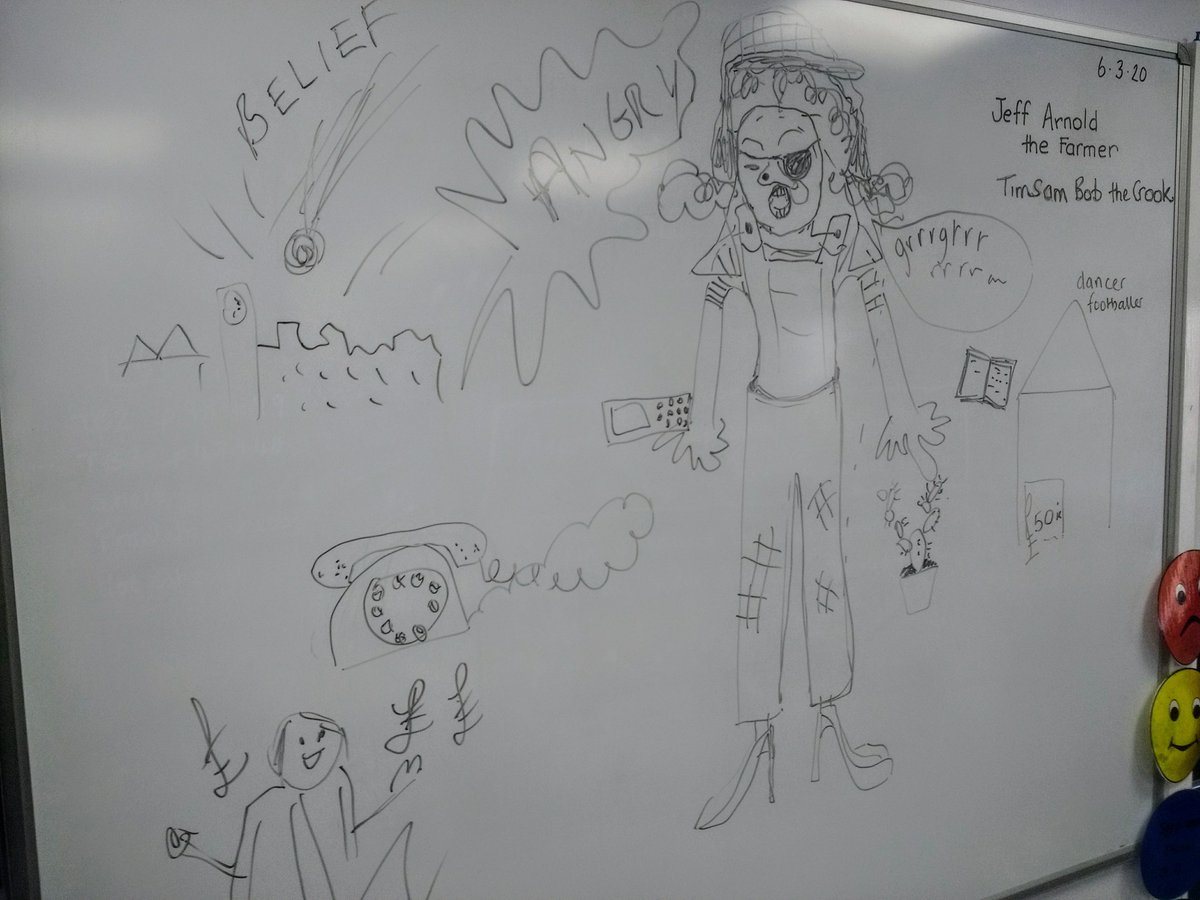 Katharine59's tweet photo. For #WorldBookDay2020 I visited two schools in #Carlisle. Read from both my Stegalegs books. Played "Jeff Arnold the Farmer." We created Timsam Bob the Crook, and Suzie Dockleaf. They learnt to write about what's hidden INSIDE a person. #beliefs #secrets #FUN https://t.co/jk8couzOHQ