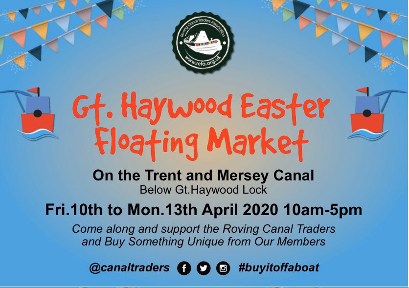CanalTraders's tweet photo. Visit our Facebook page &amp; see the full list of fabulous traders we have lined up for this event #buyitoffaboat #canaltraders #Easter #floatingmarket #canal #Staffordshire @visitstafford @StaffsLiving @StaffsDailyNews @Staffordshirehr @WhatsOnStaffs 
https://t.co/JrVWdvLZvW https://t.co/rpsagRfQ9P